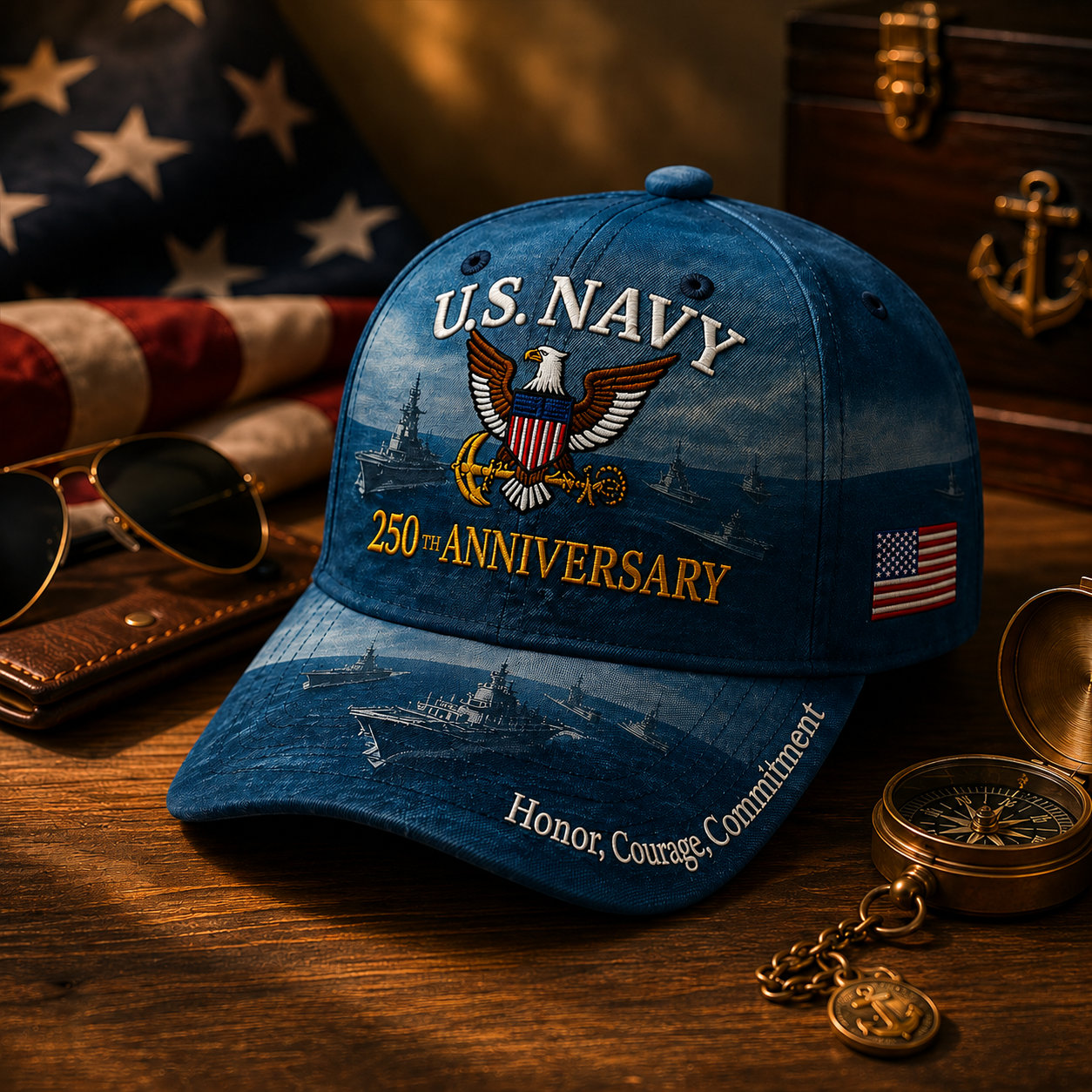 🔥 Father’s Day Sale - ❤️ U.S. Navy 250th Anniversary Commemorative Embroidered Cap 🇺🇸