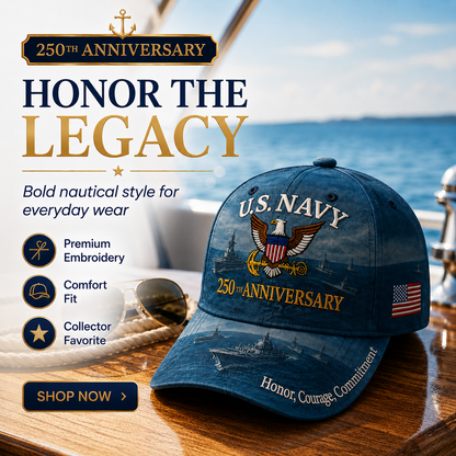 🔥 Father’s Day Sale - ❤️ U.S. Navy 250th Anniversary Commemorative Embroidered Cap 🇺🇸