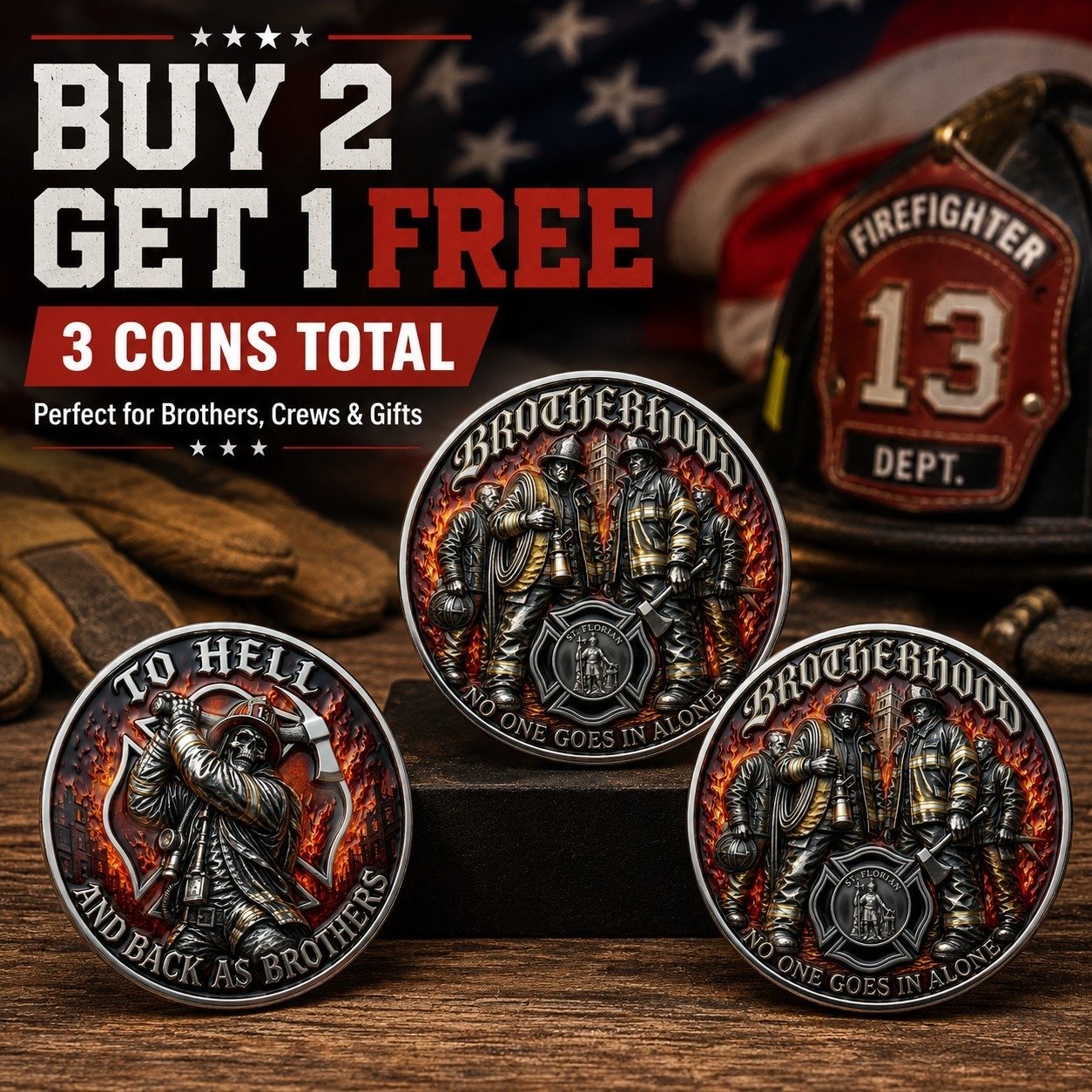 🔥 Father’s Day Sale - Brotherhood Firefighter Challenge Coin
