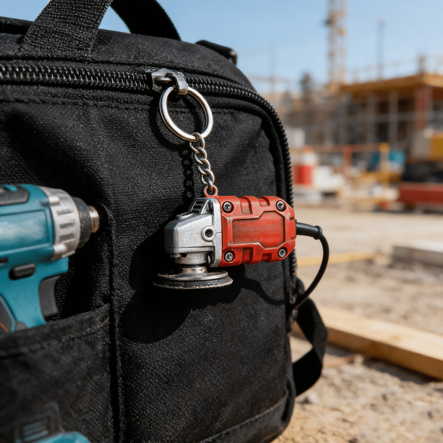 🛠️2-in-1  Mini Grinder Keychain: On-the-Go Smoothing Tool + Tool Enthusiast Collectible
