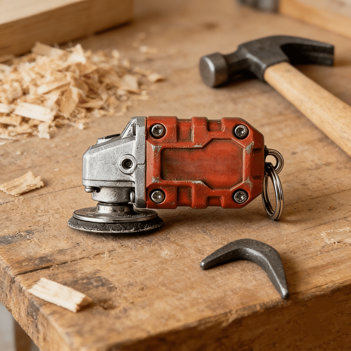 🛠️2-in-1  Mini Grinder Keychain: On-the-Go Smoothing Tool + Tool Enthusiast Collectible