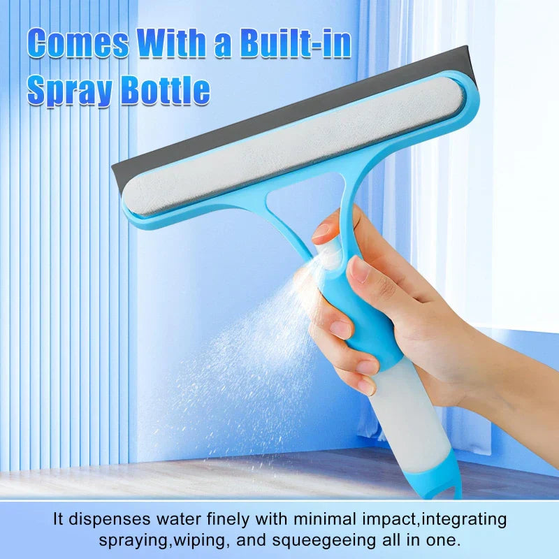 3 in 1 Window Cleaning Squeegee Multi Function Glass Mirror Wiper with Spray Bottle Microfiber Scrub Household Car Cleaner Tools