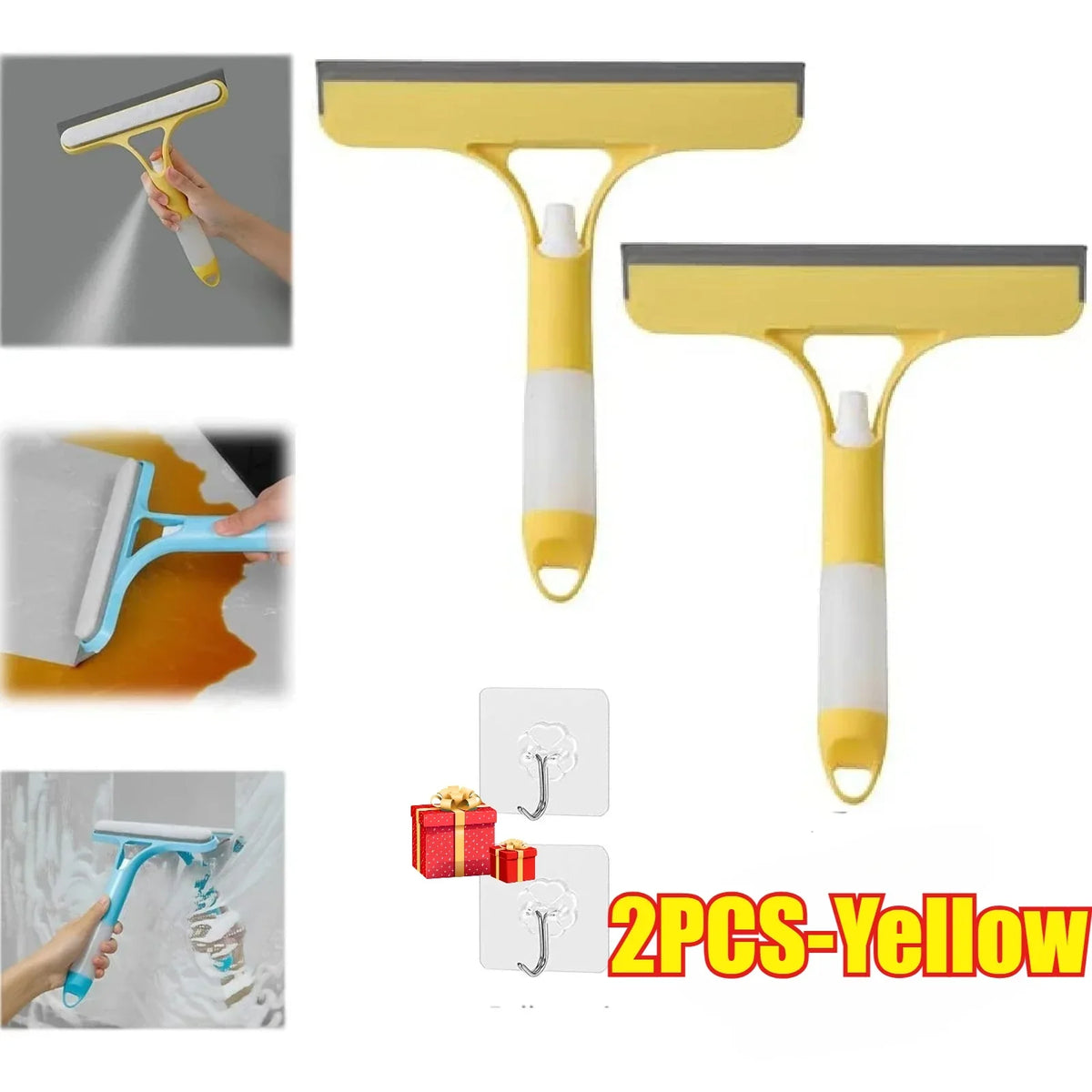3 in 1 Window Cleaning Squeegee Multi Function Glass Mirror Wiper with Spray Bottle Microfiber Scrub Household Car Cleaner Tools