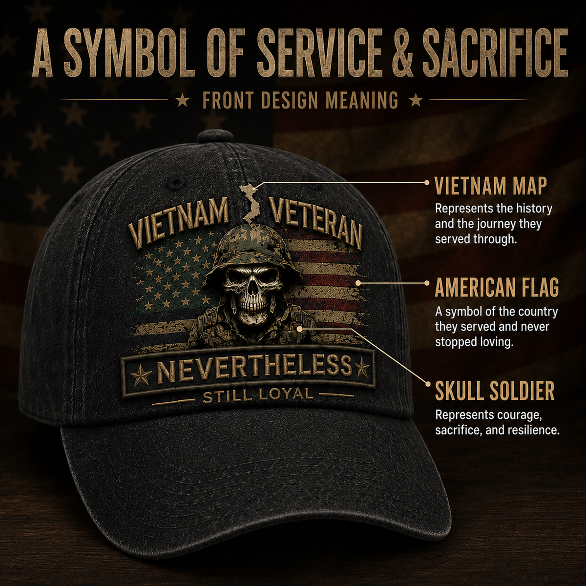 🇺🇸🎖️ Vietnam Veteran Tribute Cap — Forgotten by Many. Loyal Forever.