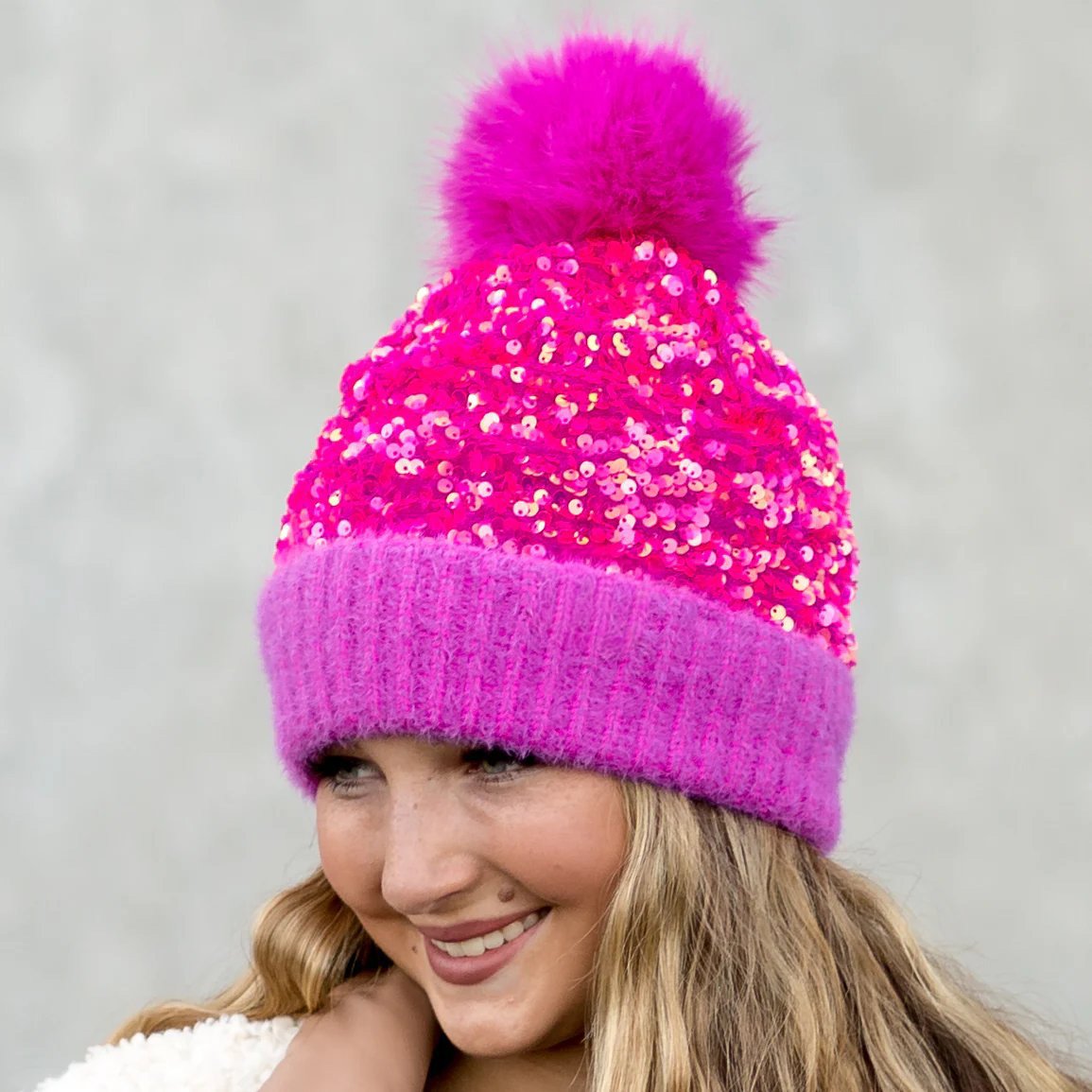 🔥Last Day 50% OFF - Winter Sparkly Sequin Pom Beanie