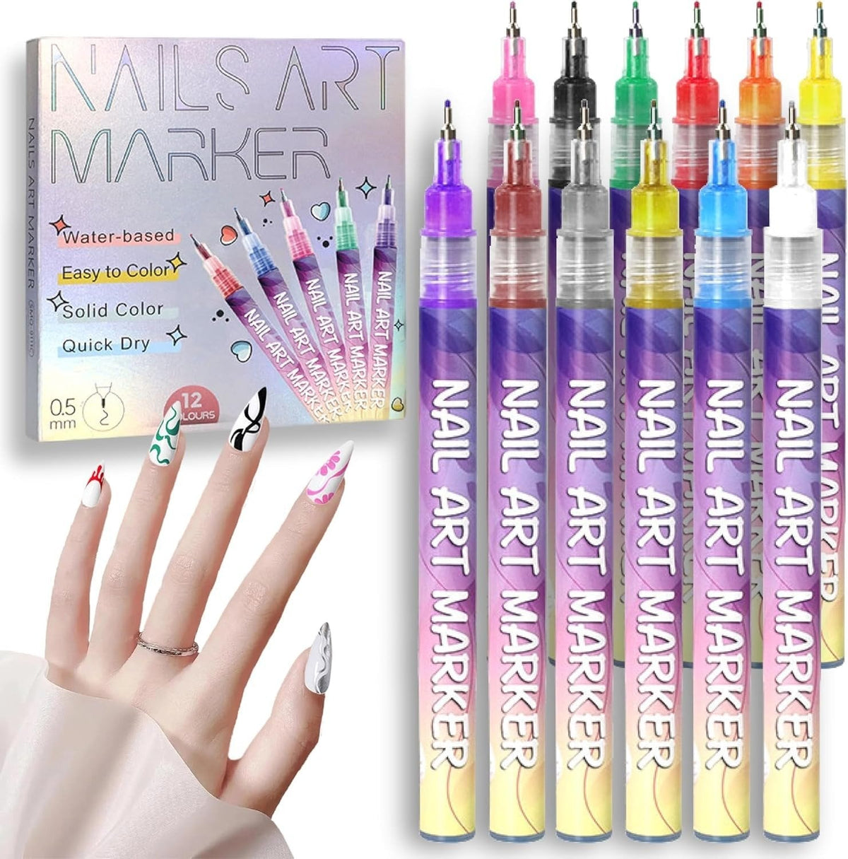 🎁LAST WEEK SPECIAL PRICE!⏳12 Colors Nail Art Pens Set🎨💅