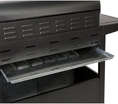 Gas BBQ Grill 7 Burner (6 Main + 1 Side Burner), Outdoor Barbecue with Steel Warming Rack, Temperature Gauge, Black