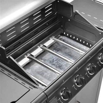 Gas BBQ Grill 5 Burner (4 Main + 1 Side Burner), Outdoor Barbecue with Steel Warming Rack, Temperature Gauge, for Garden & Outdoor Cooking