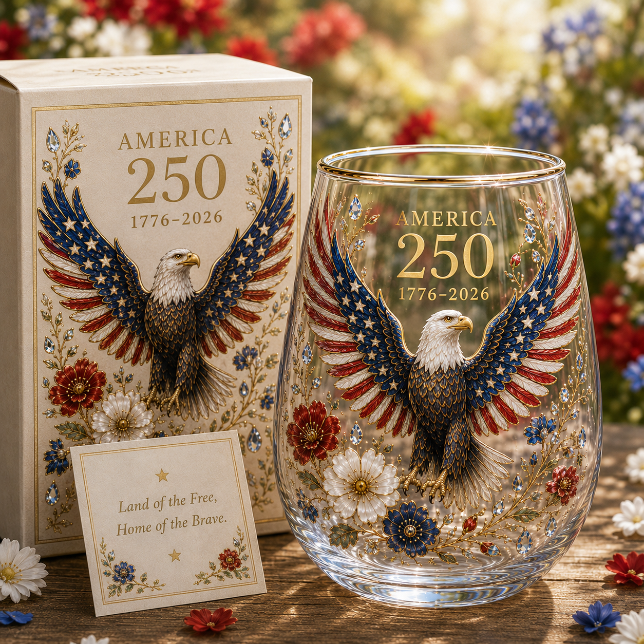 🇺🇸 America 250th Eagle Glass Tumbler
