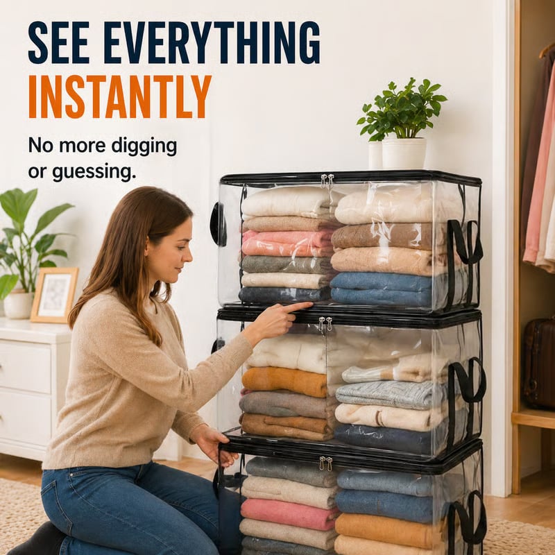 🎁 Mother's Day Sale 49% OFF📦Large Heavy-Duty Thick Plastic Clear Storage Bag for Clothes, Moving & Storage