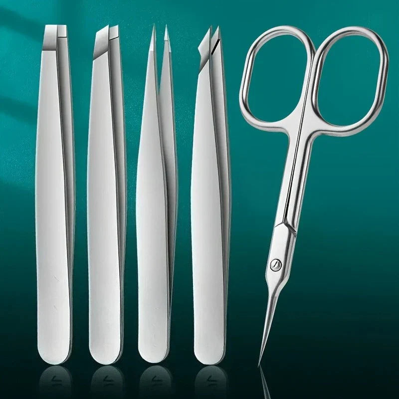 1/4 Pcs Professional Beauty Tool Eyebrow Tweezers Set Stainless Steel Eyebrow Forceps Set For Facial Hair Inward Growing women