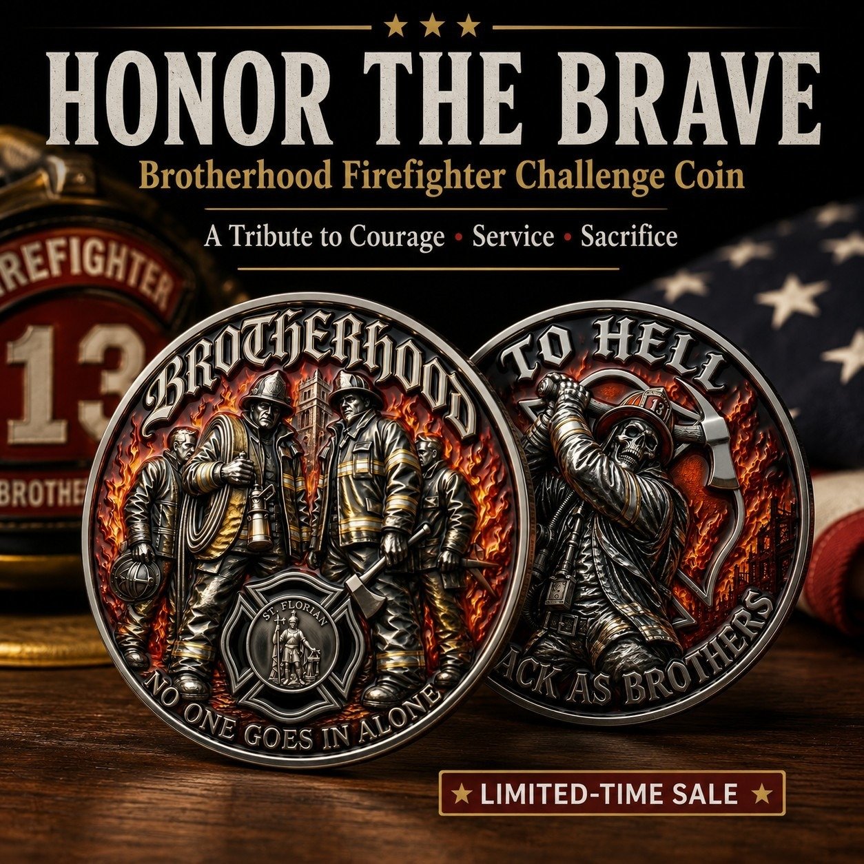 🔥 Father’s Day Sale - Brotherhood Firefighter Challenge Coin