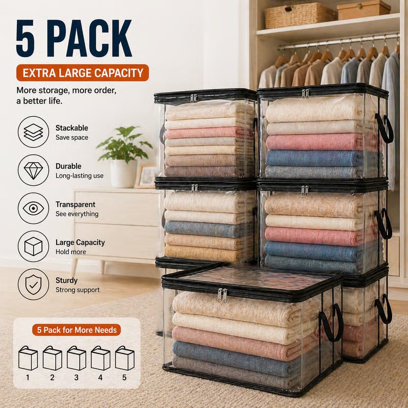 🎁 Mother's Day Sale 49% OFF📦Large Heavy-Duty Thick Plastic Clear Storage Bag for Clothes, Moving & Storage