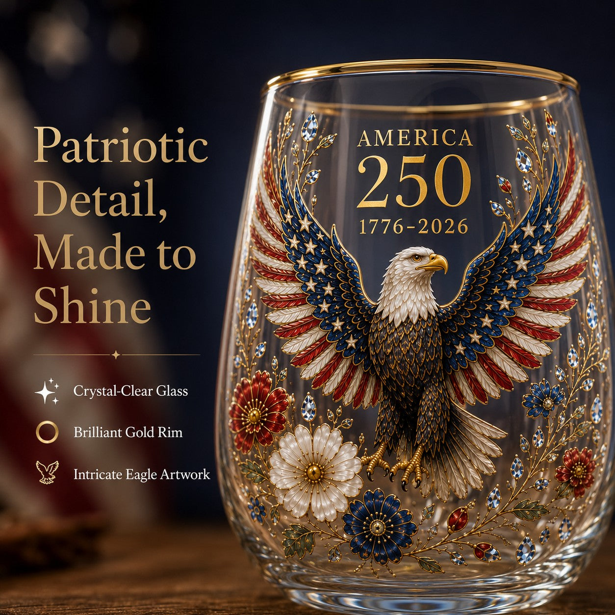 🇺🇸 America 250th Eagle Glass Tumbler