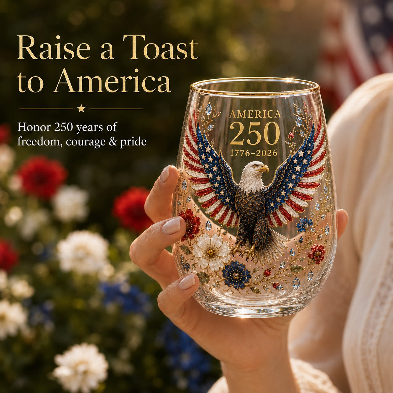 🇺🇸 America 250th Eagle Glass Tumbler