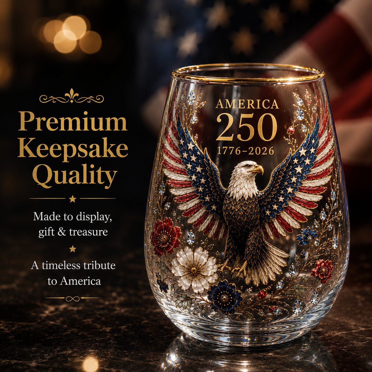 🇺🇸 America 250th Eagle Glass Tumbler