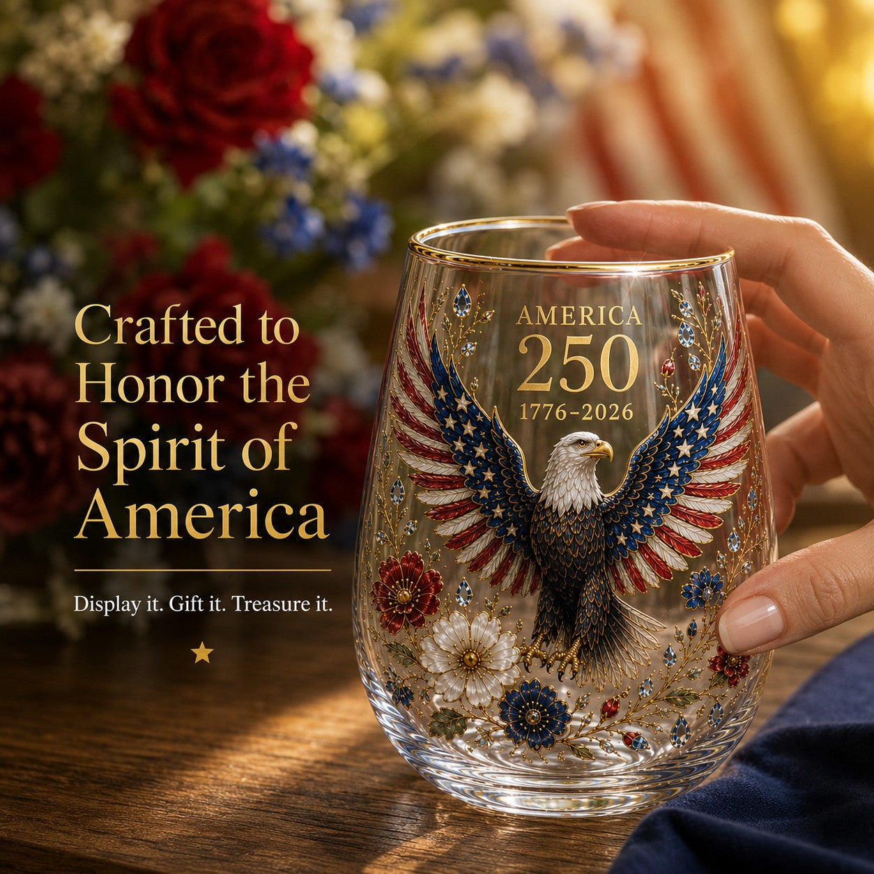 🇺🇸 America 250th Eagle Glass Tumbler