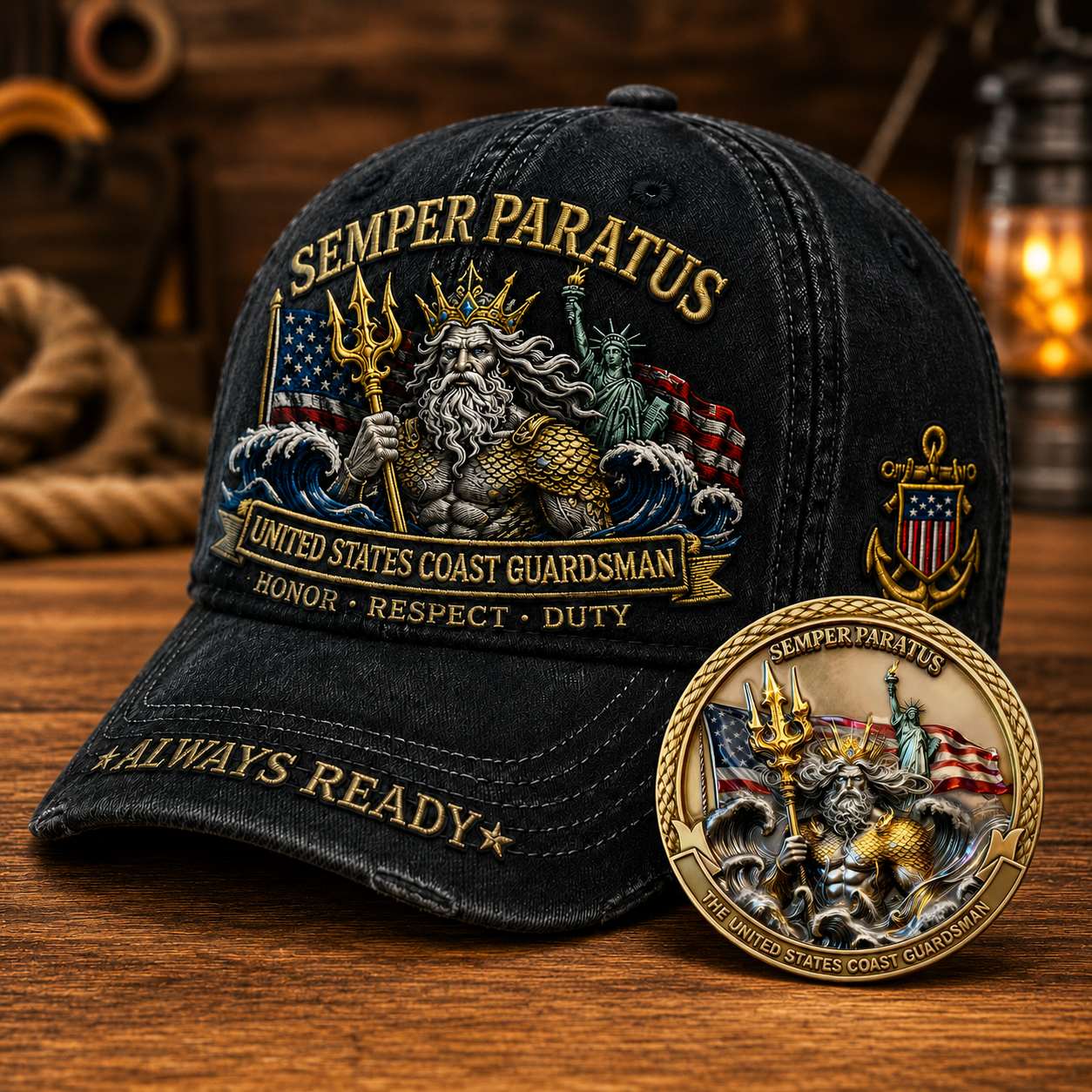 Semper Paratus Coast Guardsman Cap🎁 Free Double-Sided Honor Coin With Every Cap Purchase