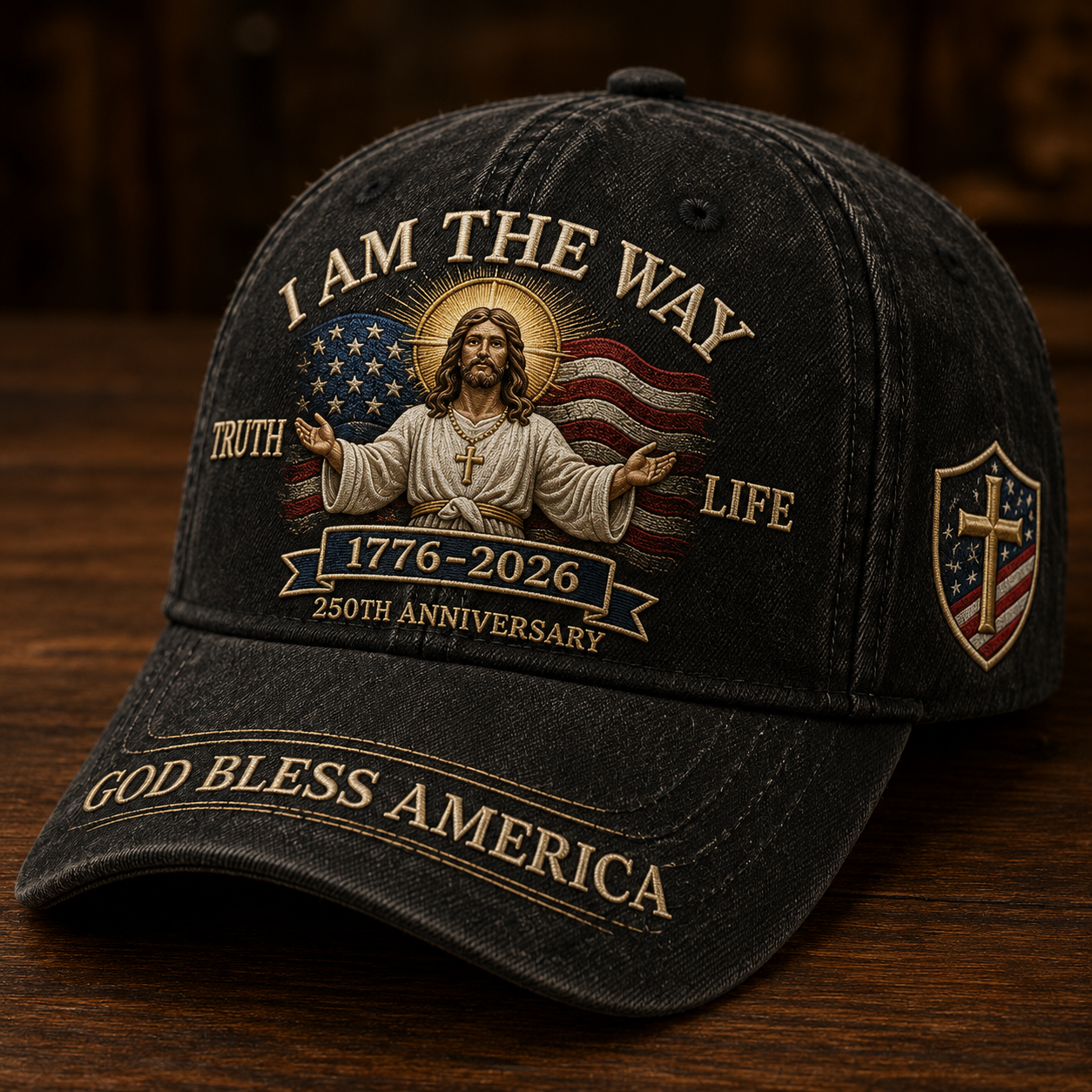 I Am The Way 1776–2026 Faith Heritage Cap 🎁 Free Double-Sided Honor Coin With Every Cap Purchase 🇺🇸