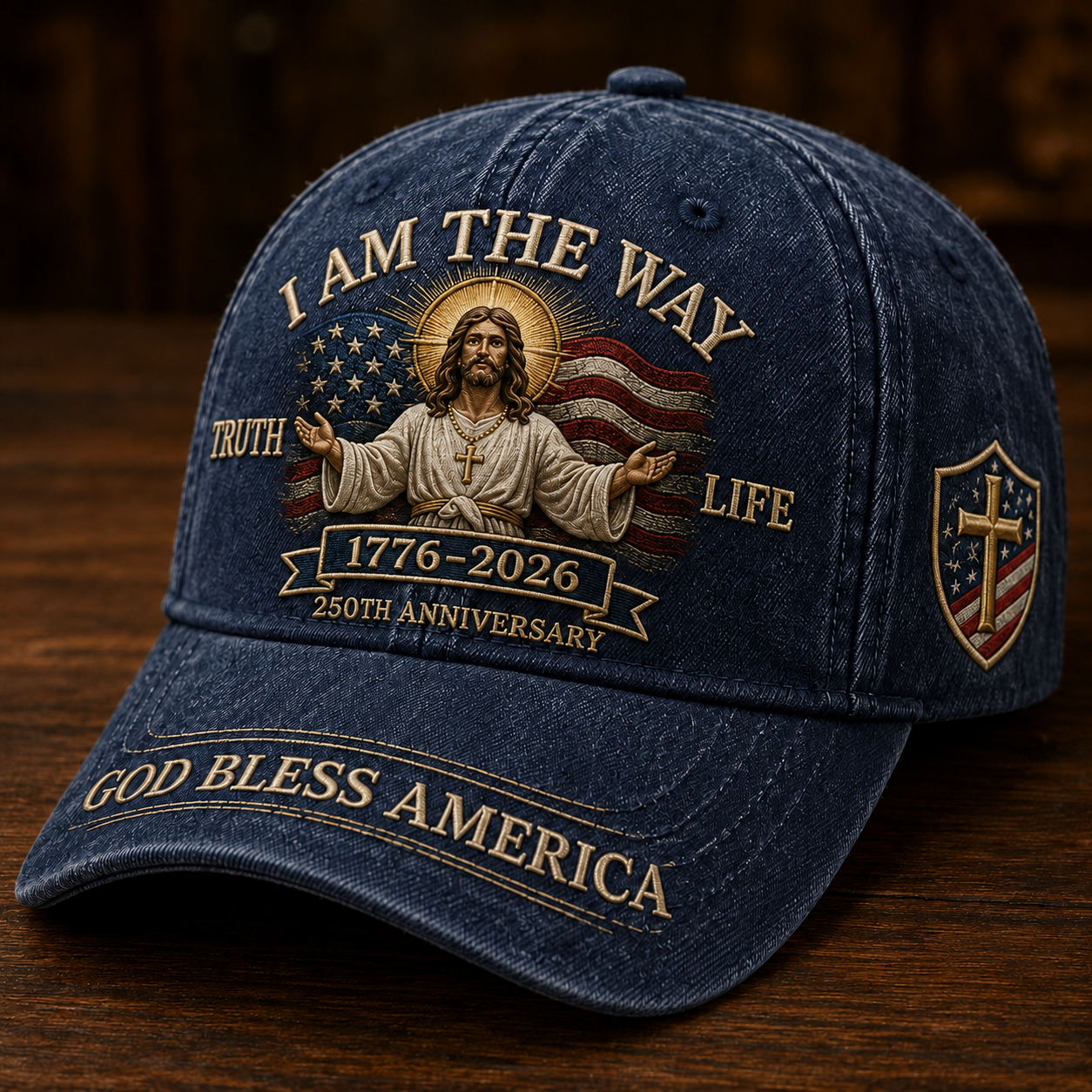 I Am The Way 1776–2026 Faith Heritage Cap 🎁 Free Double-Sided Honor Coin With Every Cap Purchase 🇺🇸