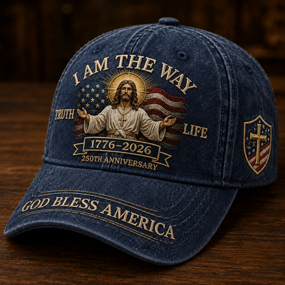 I Am The Way 1776–2026 Faith Heritage Cap 🎁 Free Double-Sided Honor Coin With Every Cap Purchase 🇺🇸