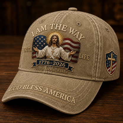 I Am The Way 1776–2026 Faith Heritage Cap 🎁 Free Double-Sided Honor Coin With Every Cap Purchase 🇺🇸