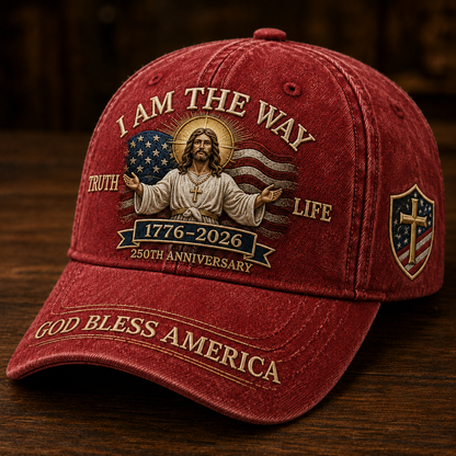 I Am The Way 1776–2026 Faith Heritage Cap 🎁 Free Double-Sided Honor Coin With Every Cap Purchase 🇺🇸