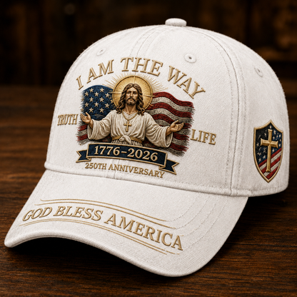I Am The Way 1776–2026 Faith Heritage Cap 🎁 Free Double-Sided Honor Coin With Every Cap Purchase 🇺🇸