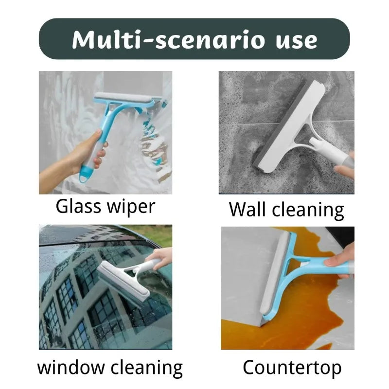 3 in 1 Window Cleaning Squeegee Multi Function Glass Mirror Wiper with Spray Bottle Microfiber Scrub Household Car Cleaner Tools