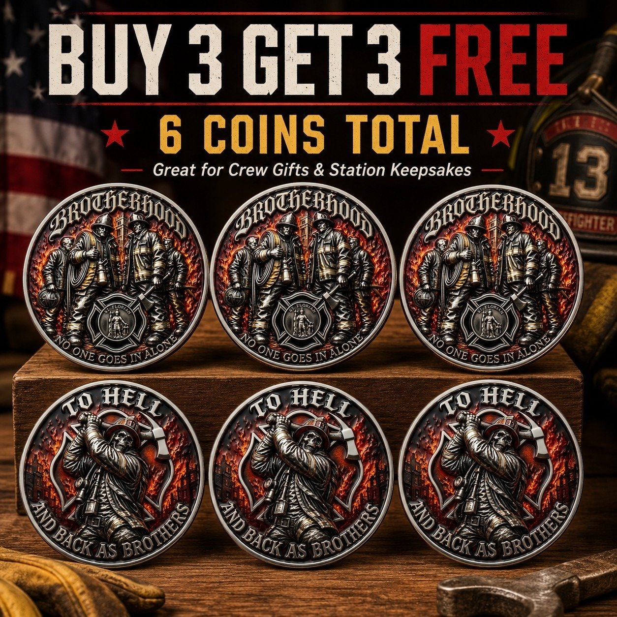 🔥 Father’s Day Sale - Brotherhood Firefighter Challenge Coin