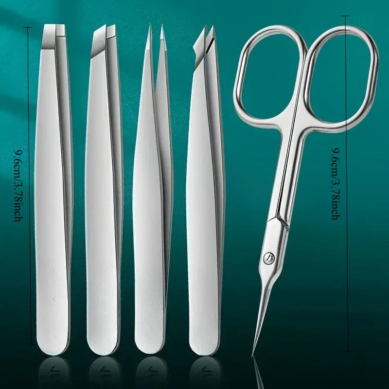 1/4 Pcs Professional Beauty Tool Eyebrow Tweezers Set Stainless Steel Eyebrow Forceps Set For Facial Hair Inward Growing women