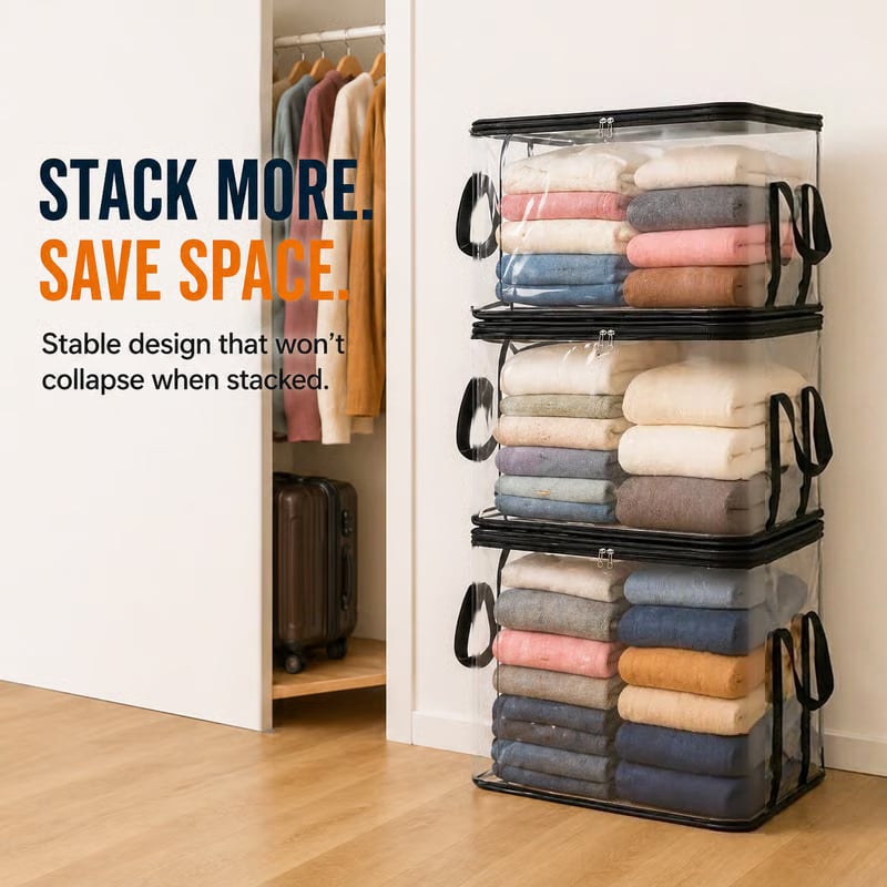 🎁 Mother's Day Sale 49% OFF📦Large Heavy-Duty Thick Plastic Clear Storage Bag for Clothes, Moving & Storage