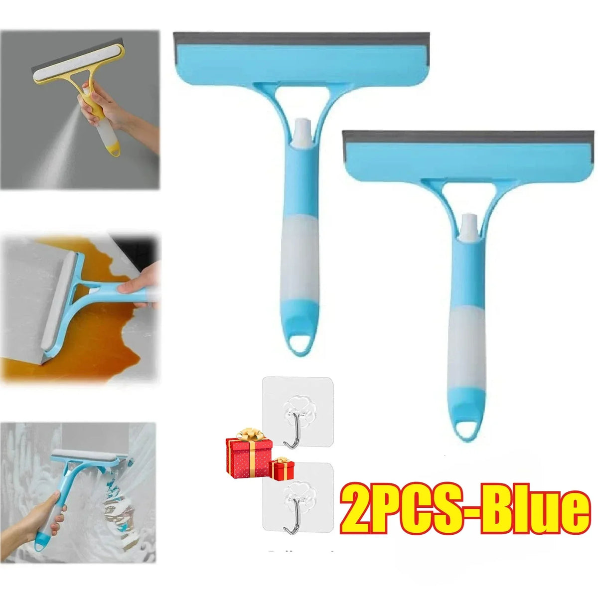 3 in 1 Window Cleaning Squeegee Multi Function Glass Mirror Wiper with Spray Bottle Microfiber Scrub Household Car Cleaner Tools