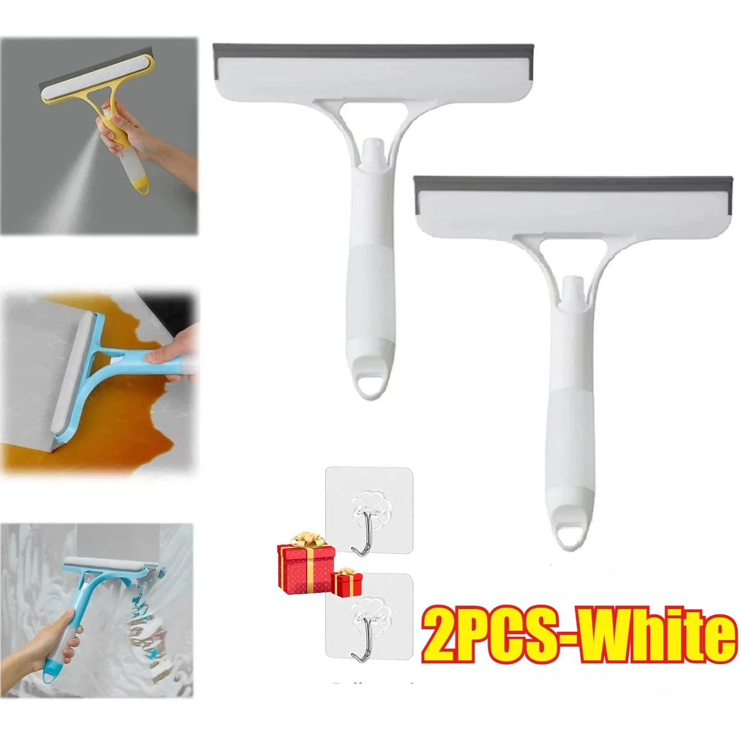 3 in 1 Window Cleaning Squeegee Multi Function Glass Mirror Wiper with Spray Bottle Microfiber Scrub Household Car Cleaner Tools