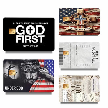 🔥Last Day 49% OFF - 💳✝️ Faith & Patriot Card Sticker Set – Inspirational Credit Card Stickers with Cross & Scripture Designs