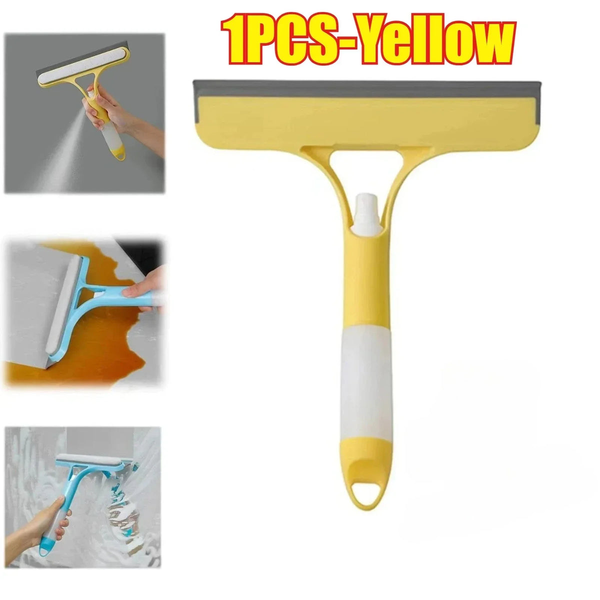 3 in 1 Window Cleaning Squeegee Multi Function Glass Mirror Wiper with Spray Bottle Microfiber Scrub Household Car Cleaner Tools