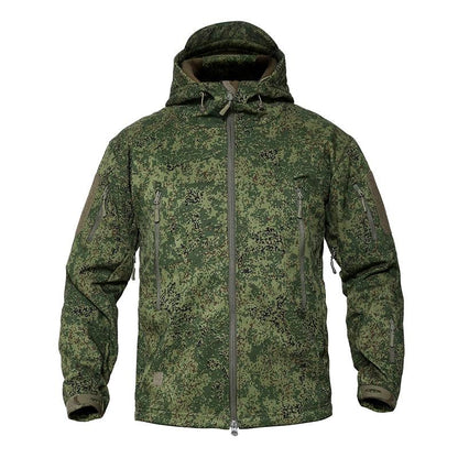 Men's Camouflage Tactical Jacket Green Camouflage Water Resistant Jacket Waterproof Windbreaker Hooded Jackets Ski Jacket Warm Winter Coats Men Soft Winter Hooded Coat Hiking Clothes