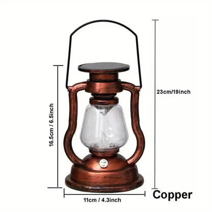 Retro Kerosene Lamp LED Horse Lantern Outdoor Waterproof Portable Rechargeable Solar Powered Flame Light